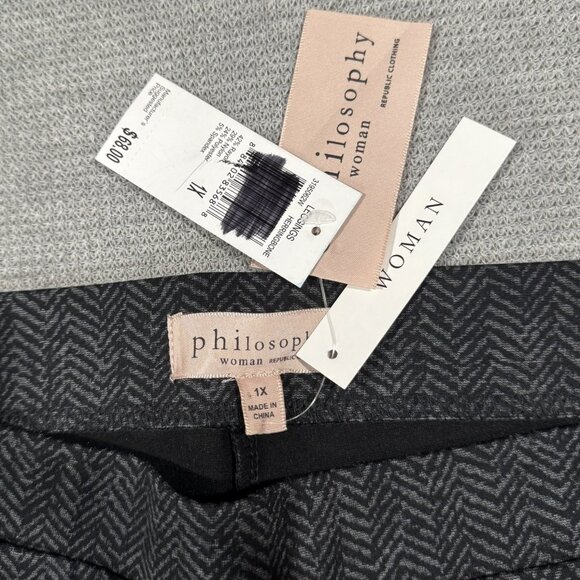 Philosophy Herringbone Leggings Womens Size 1X Black Mid Rise Stretch Pant NWT - Picture 7 of 13